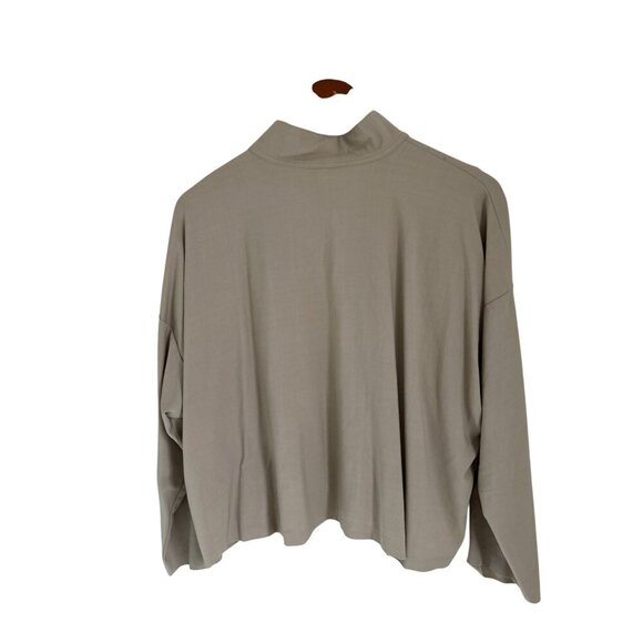 Eileen Fisher Cardigan Blouse 100% Wool Hidden Button Coffee Beige Size M - Picture 4 of 8